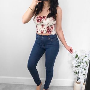 denim blue high waisted skinny jeans